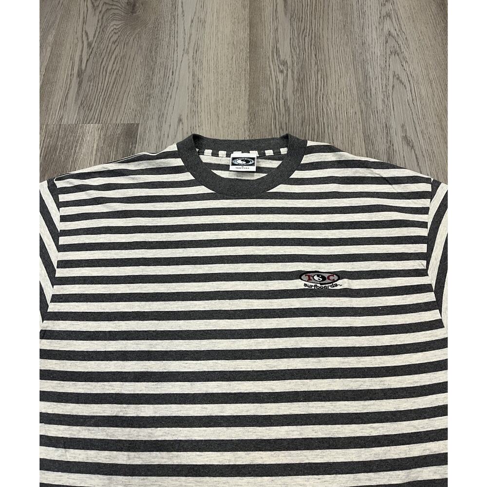 VTG 90s T&C Surf Designs T-Shirt Ying Yang Logo Striped Size XL Made In USA